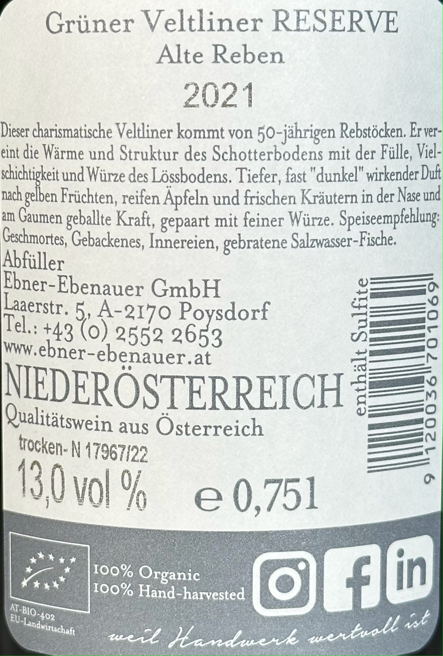 Ebner Ebenauer Alte Reben Grüner Veltliner - Online Weinhandel